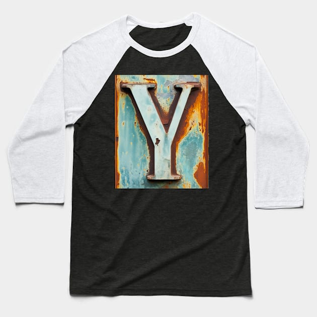 Rusty Letter Y Antique Monogram Letter Y Initial Alphabet Baseball T-Shirt by Mind Your Tee